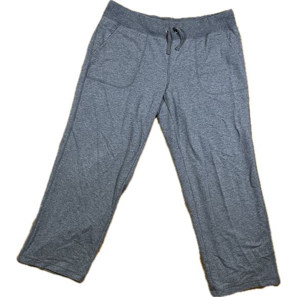 Danskin Now Wide Leg Capri Lounge Pants Gray Drawstring Pockets Womens XL - Picture 1 of 11